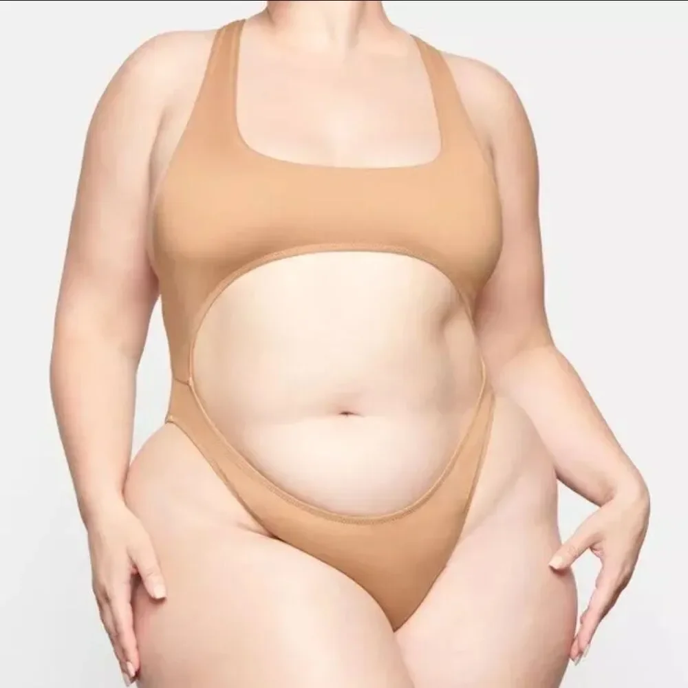 Skims‎ Swimsuit Women's 3X Swim Cut Out One Piece Ochre Brown SW-MKN-0012